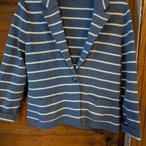 Talbots Blue and‎ White Nautical Striped Blazer